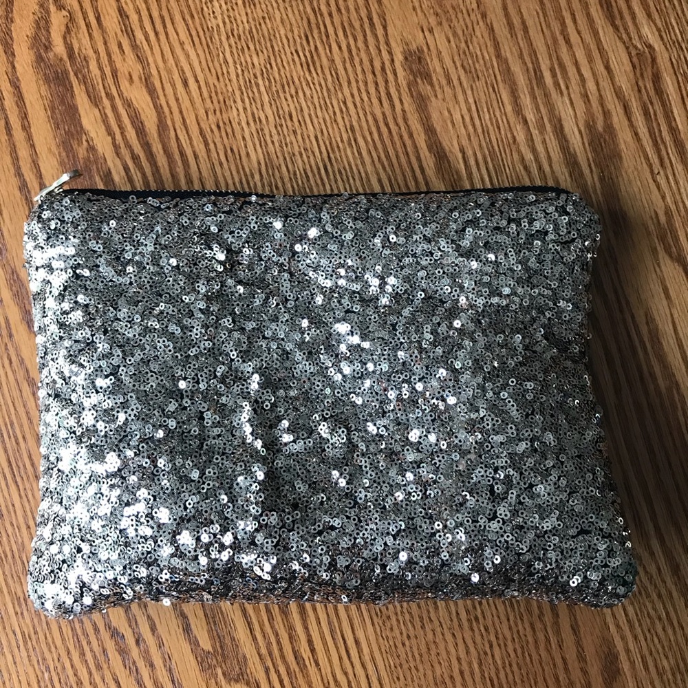 Gold sequin makeup pouch